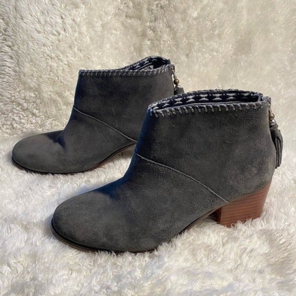Toms Gray Ankle Boots with Brown Heel - Picture 7 of 12